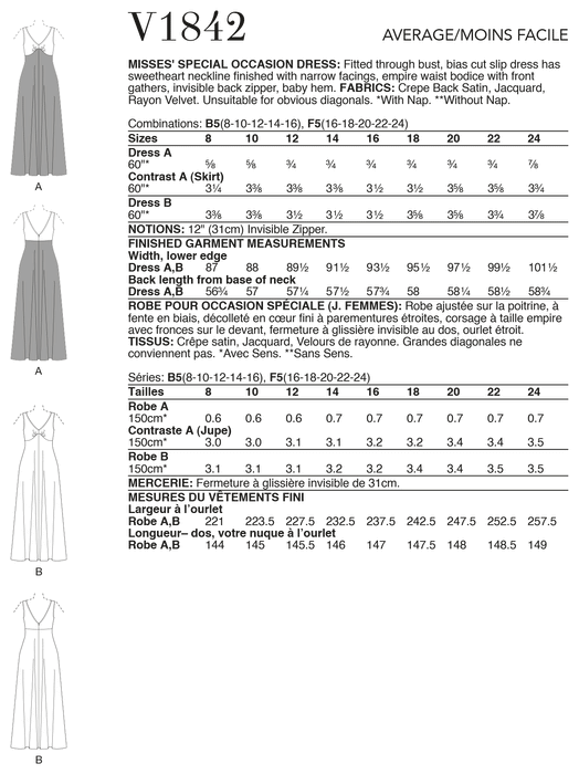 Vogue 1842 Misses Special Occasion Dress pattern from Jaycotts Sewing Supplies