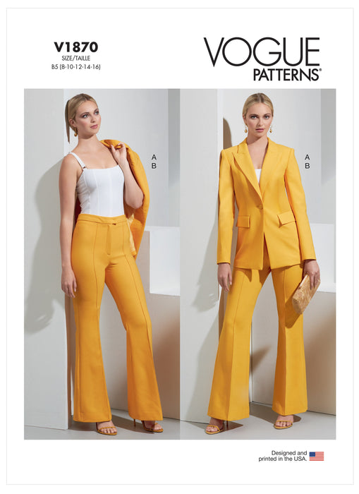Vogue Sewing Pattern 1870 Misses' Jacket and Trousers from Jaycotts Sewing Supplies