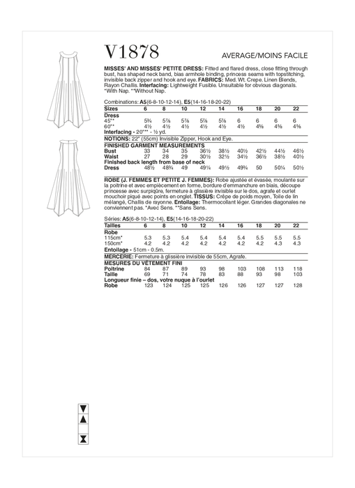 Vogue pattern 1878 Misses' / Petite Dress by Tom and Linda Platt from Jaycotts Sewing Supplies