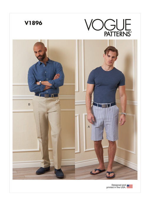 Vogue sewing pattern 1896 Men's Shorts and Trousers from Jaycotts Sewing Supplies