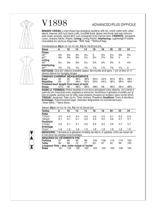 Vogue sewing pattern 1898 Misses' Dress by Badgley Mischka from Jaycotts Sewing Supplies