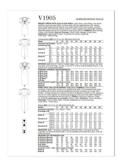 Vogue sewing pattern 1905 Misses' Dress from Jaycotts Sewing Supplies