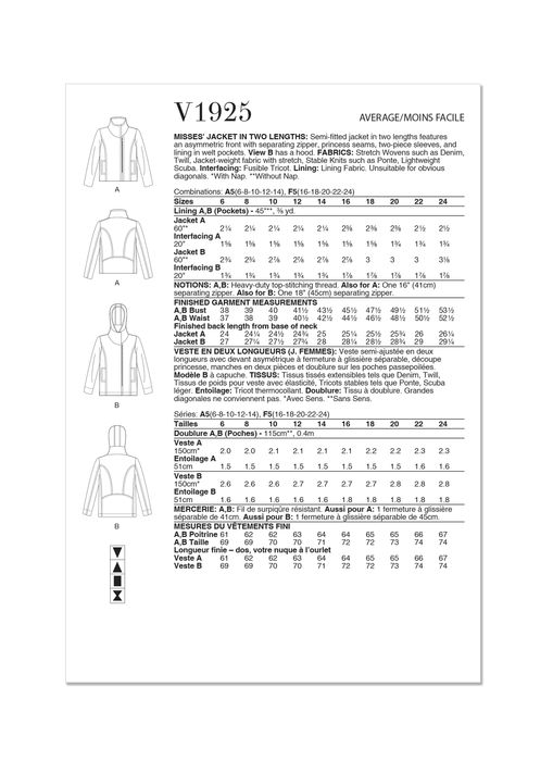 Vogue Sewing Pattern 1925 Jacket by Marcy Tilton from Jaycotts Sewing Supplies