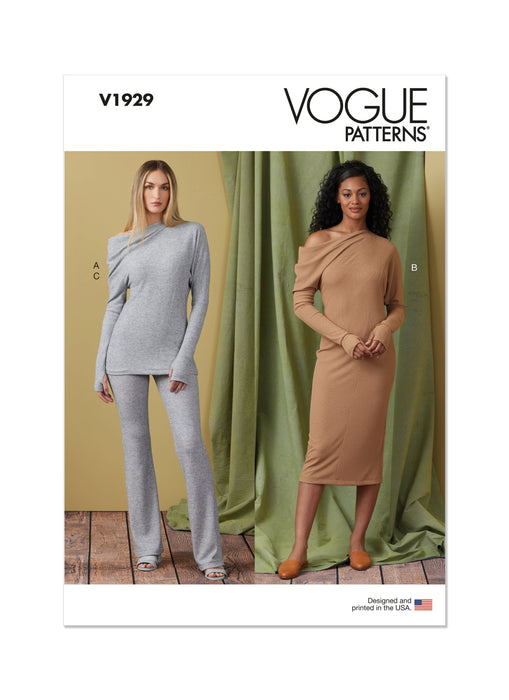 Vogue Sewing Pattern 1929 Knit Top, Dress and Pants from Jaycotts Sewing Supplies
