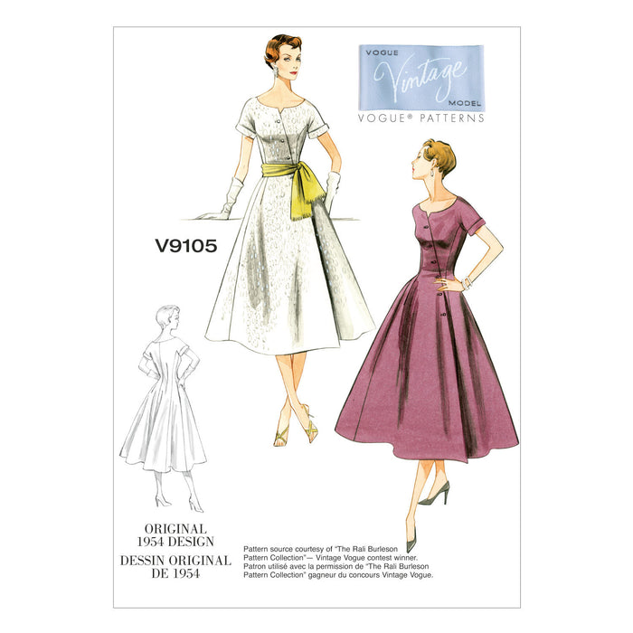 Vogue Pattern 9105 Misses' Dress & Sash | Vintage Vogue from Jaycotts Sewing Supplies