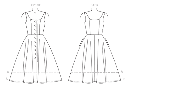 Vogue pattern 9182 Button-Down, Flared-Skirt Dresses from Jaycotts Sewing Supplies