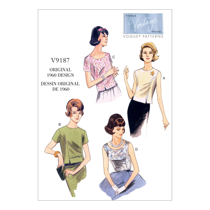 Vogue pattern 9187 Jewel or Scoop-Neck, Princess-Seam Tops from Jaycotts Sewing Supplies