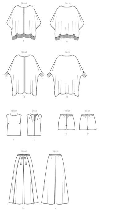 Vogue Pattern 9191 Ponchos, Back-Pleat Top, Shorts & Wrap Pants from Jaycotts Sewing Supplies