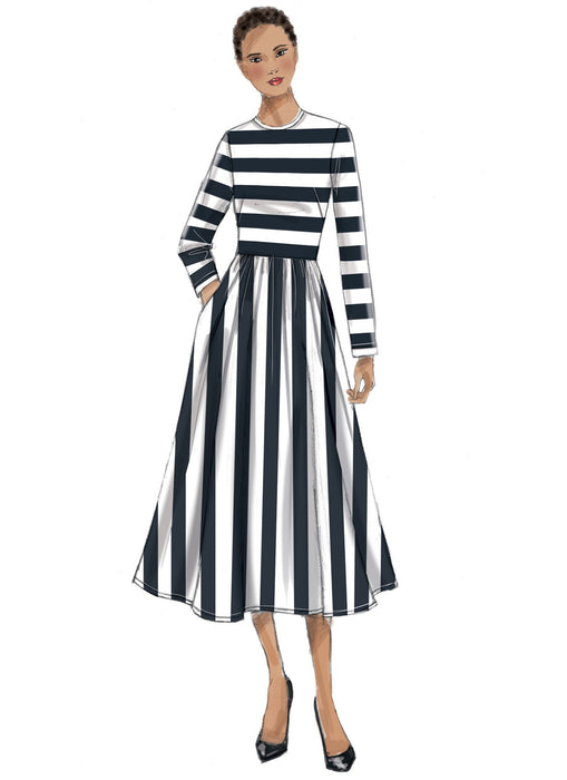 Vogue Pattern 9197 Jewel-Neck, Gathered Skirt-Dresses from Jaycotts Sewing Supplies