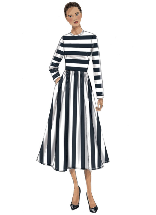 Vogue Pattern 9197 Jewel-Neck, Gathered Skirt-Dresses from Jaycotts Sewing Supplies