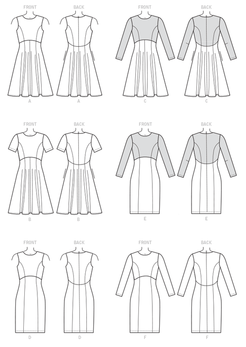 Vogue Pattern 9202 Dresses with Flared or Straight Skirt Options from Jaycotts Sewing Supplies