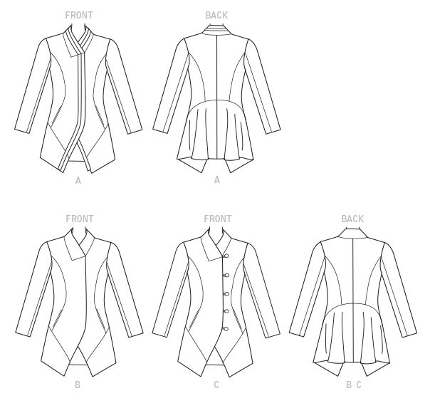 Vogue Pattern 9212 Seamed and Collared Jackets from Jaycotts Sewing Supplies