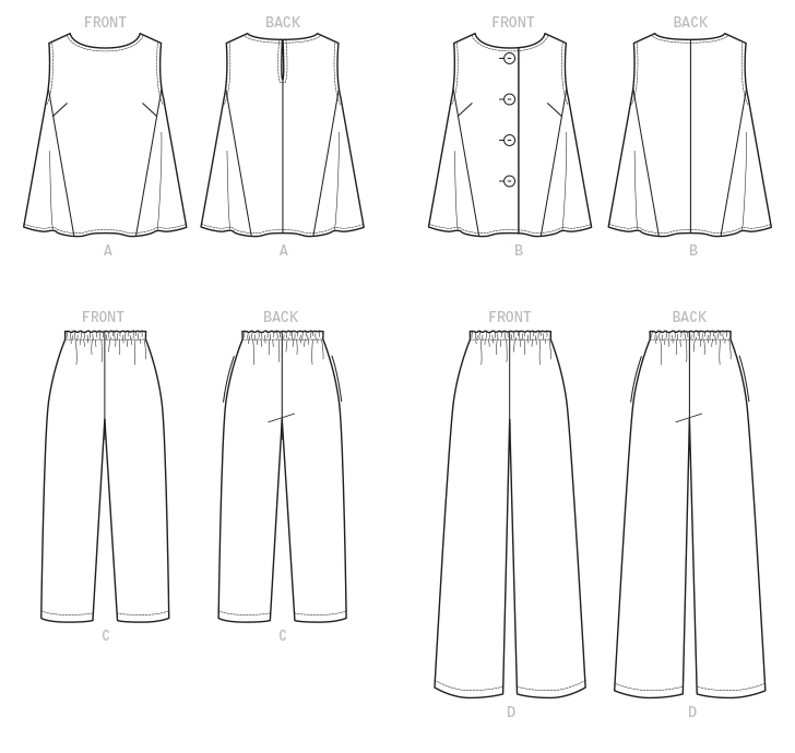 Vogue Pattern 9258 Misses' Sleeveless Tops with Pull-On Pants from Jaycotts Sewing Supplies