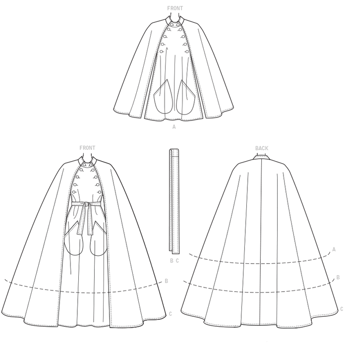Vogue Pattern 9288 Cape with Stand Collar, Pockets, and Belt from Jaycotts Sewing Supplies