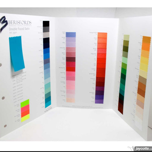 Berisfords Double Sided Satin Ribbon Sample Card from Jaycotts Sewing Supplies