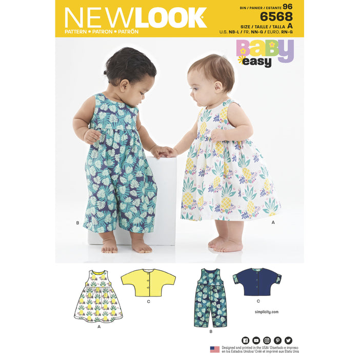 NL6568 Pattern for Babies' Dress and Romper from Jaycotts Sewing Supplies