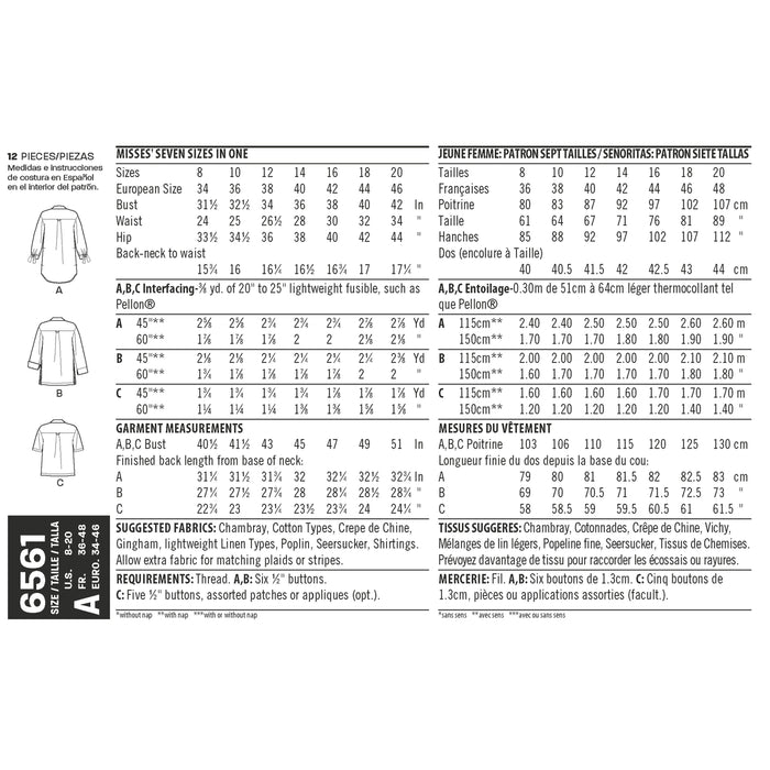 NL6561 Women's Shirts Pattern from Jaycotts Sewing Supplies
