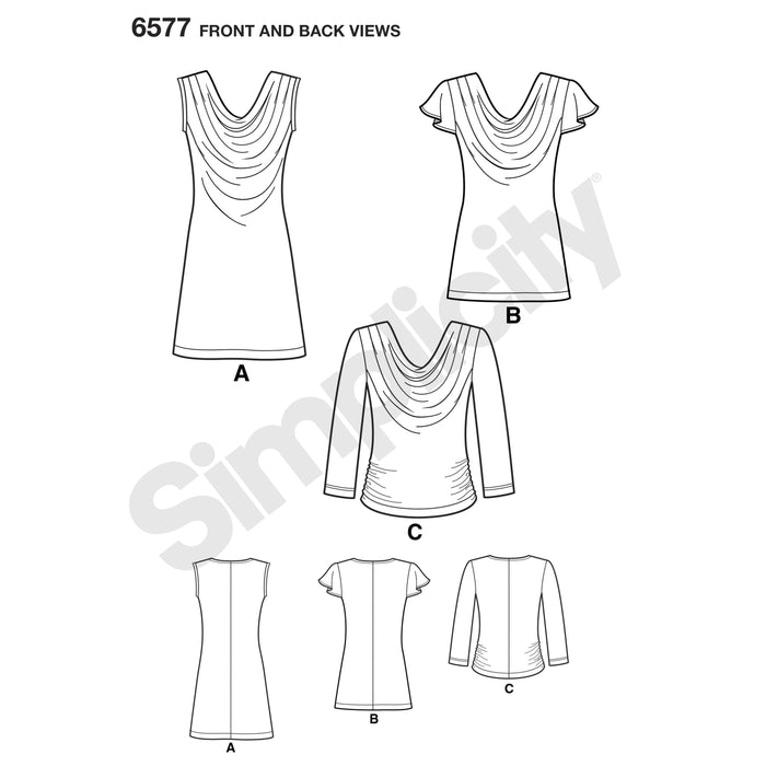NL6577 Mini dress / Knit Tops sewing pattern from Jaycotts Sewing Supplies
