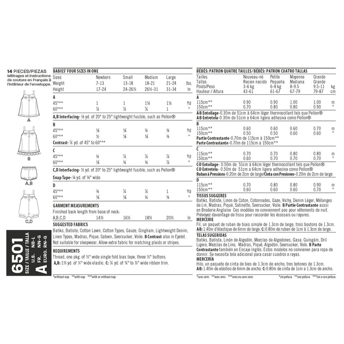 NL6501 Babies' Dress and Romper from Jaycotts Sewing Supplies