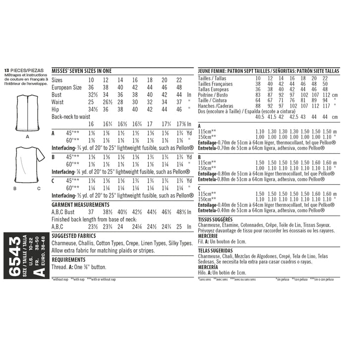 NL6543 Women's Sleeveless Tops | Easy Sew Pattern from Jaycotts Sewing Supplies
