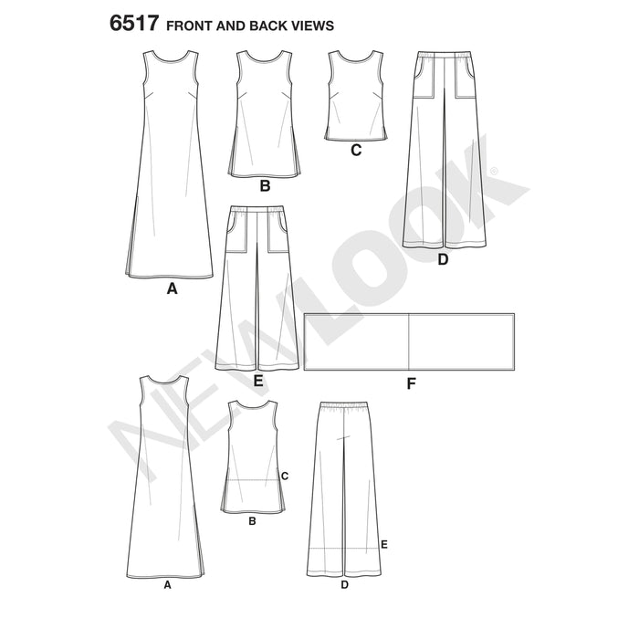 NL6517 Dress, Tunic, Top, Pants and Scarf from Jaycotts Sewing Supplies
