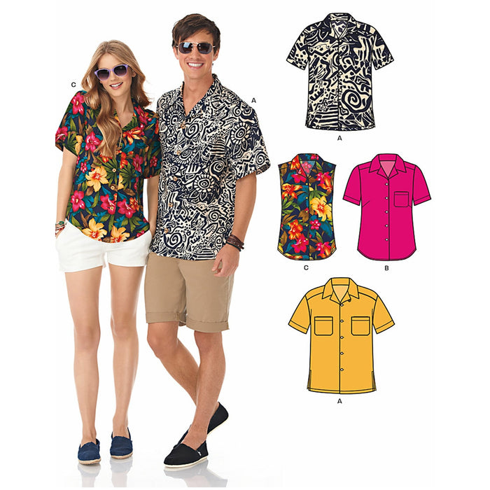 NL6197 Misses' and Men's Shirts sewing pattern from Jaycotts Sewing Supplies
