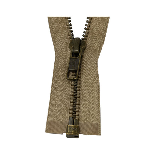 YKK Open End Zip - Medium, Antique Brass Colour 573 Biscuit from Jaycotts Sewing Supplies