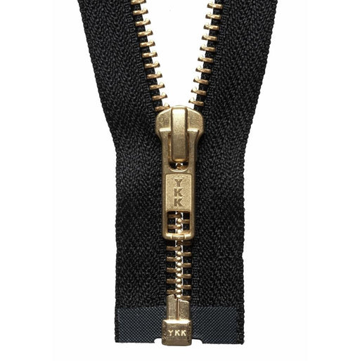 YKK Open End Zip Gold Teeth | Black from Jaycotts Sewing Supplies