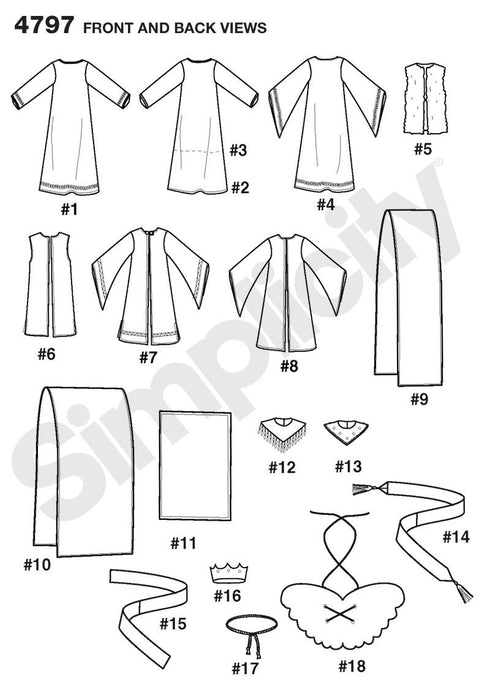 Simplicity Pattern 4797 Boys' and Girls' Nativity Costumes. from Jaycotts Sewing Supplies