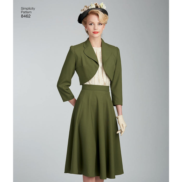 Simplicity Pattern 8462 vintage blouse skirt and lined bolero from Jaycotts Sewing Supplies