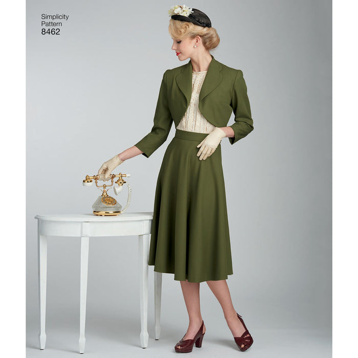 Simplicity Pattern 8462 vintage blouse skirt and lined bolero from Jaycotts Sewing Supplies