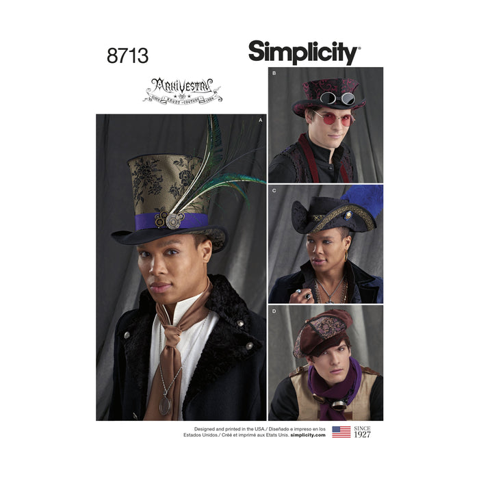 Simplicity Pattern 8713 Men's Artivestry hats from Jaycotts Sewing Supplies