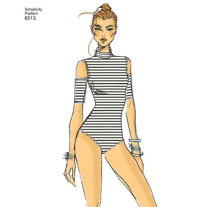 Simplicity Pattern 8513 misses knit bodysuits from Jaycotts Sewing Supplies