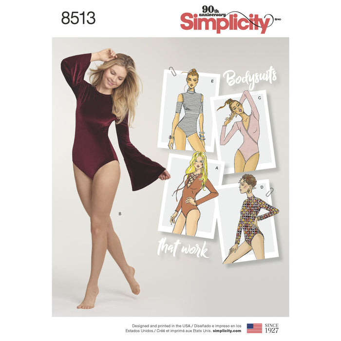 Simplicity Pattern 8513 misses knit bodysuits from Jaycotts Sewing Supplies