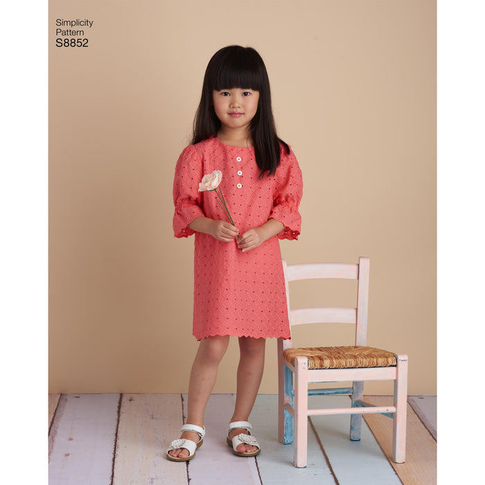 Simplicity Pattern 8852 Child's Dresses and Shirt Sewing Pattern from Jaycotts Sewing Supplies