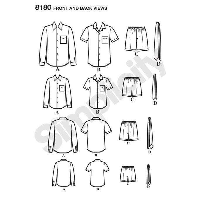 Simplicity 8180 boys / mens shirt pattern from Jaycotts Sewing Supplies