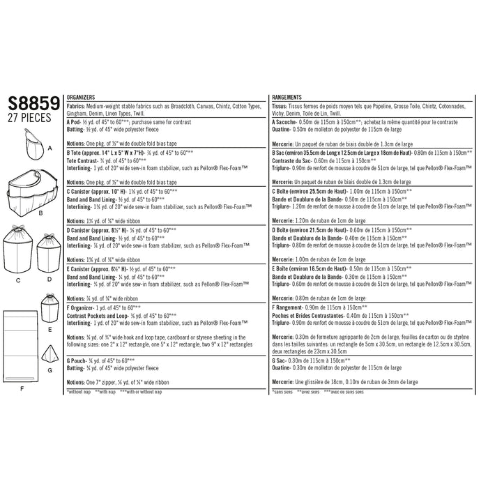 Simplicity Pattern 8859 Organizers Sewing Pattern from Jaycotts Sewing Supplies