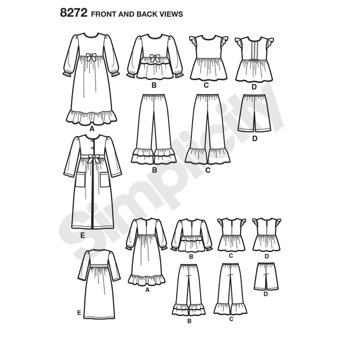 Simplicity Pattern 8272 Child's and girls' sleepwear from Jaycotts Sewing Supplies