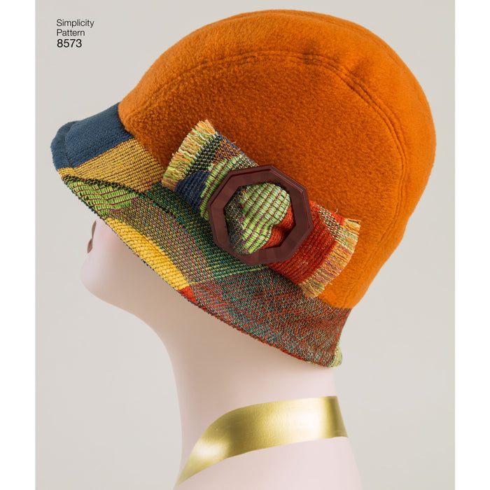 Simplicity Pattern 8573 womens flapper hats in three-sizes from Jaycotts Sewing Supplies