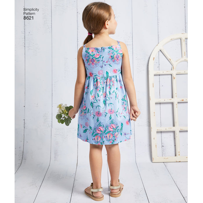 Simplicity Pattern 8621 girls dress top pants and camisole from Jaycotts Sewing Supplies