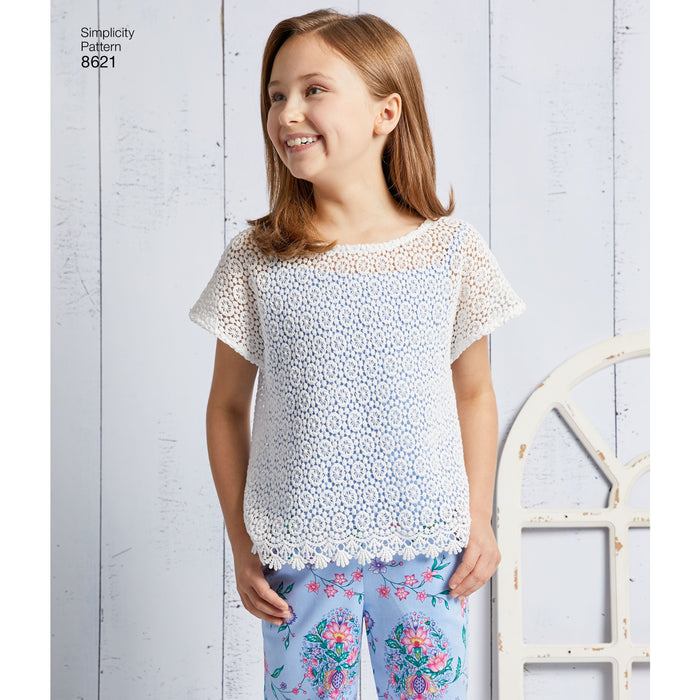 Simplicity Pattern 8621 girls dress top pants and camisole from Jaycotts Sewing Supplies