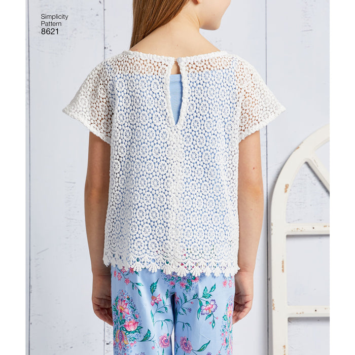 Simplicity Pattern 8621 girls dress top pants and camisole from Jaycotts Sewing Supplies