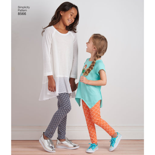 Simplicity Pattern 8566 childs girls tunics leggings from Jaycotts Sewing Supplies