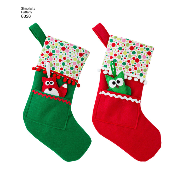 Simplicity Pattern 8828 ornaments, stockings, tree skirt and wall hangers. from Jaycotts Sewing Supplies