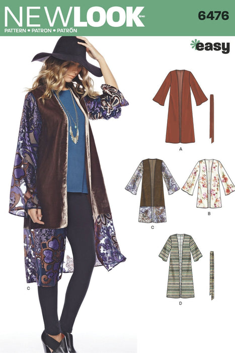 NL6476 Misses' Easy Kimono with Length and Sleeve Variation from Jaycotts Sewing Supplies