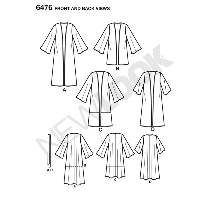 NL6476 Misses' Easy Kimono with Length and Sleeve Variation from Jaycotts Sewing Supplies
