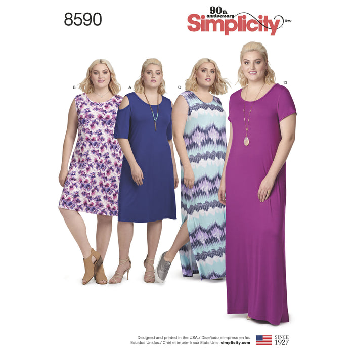 Simplicity Pattern 8590 knit dresses from Jaycotts Sewing Supplies