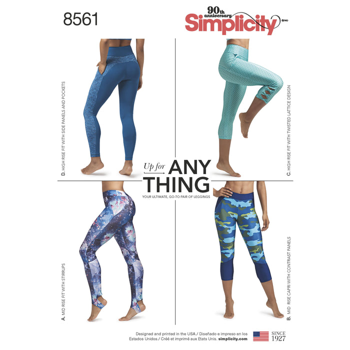 Simplicity Pattern 8561 sewing pattern womens leggings from Jaycotts Sewing Supplies