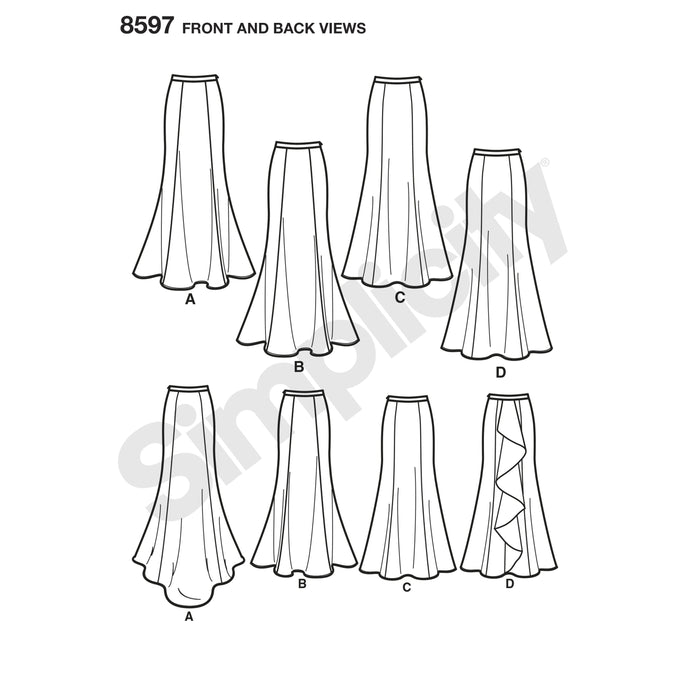 Simplicity Pattern 8597 womens special occasion skirts from Jaycotts Sewing Supplies