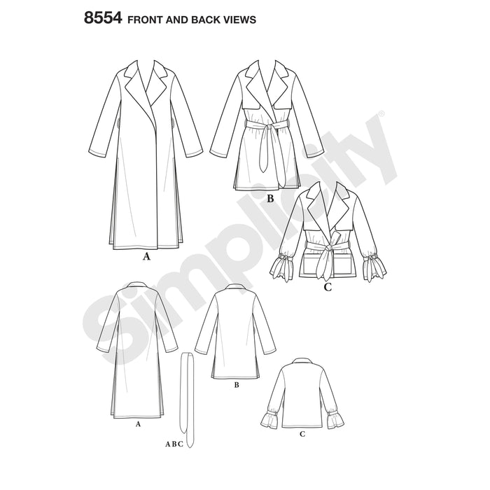 Simplicity Pattern 8554 womens petite coats and jackets from Jaycotts Sewing Supplies